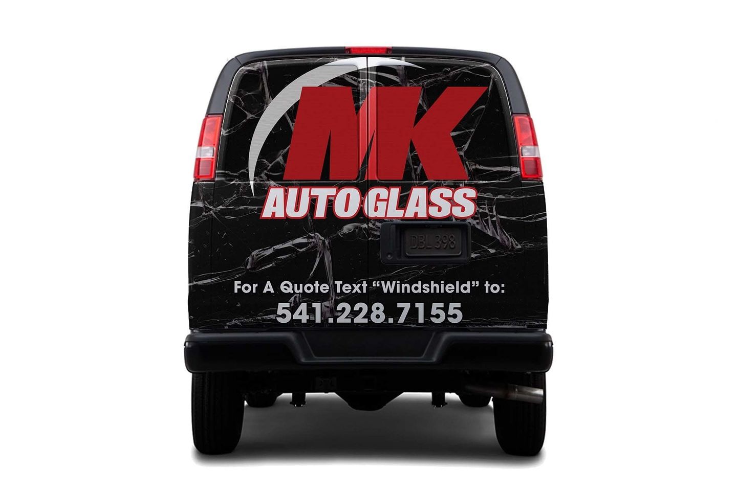 MK Auto Glass van used for free mobile services. 