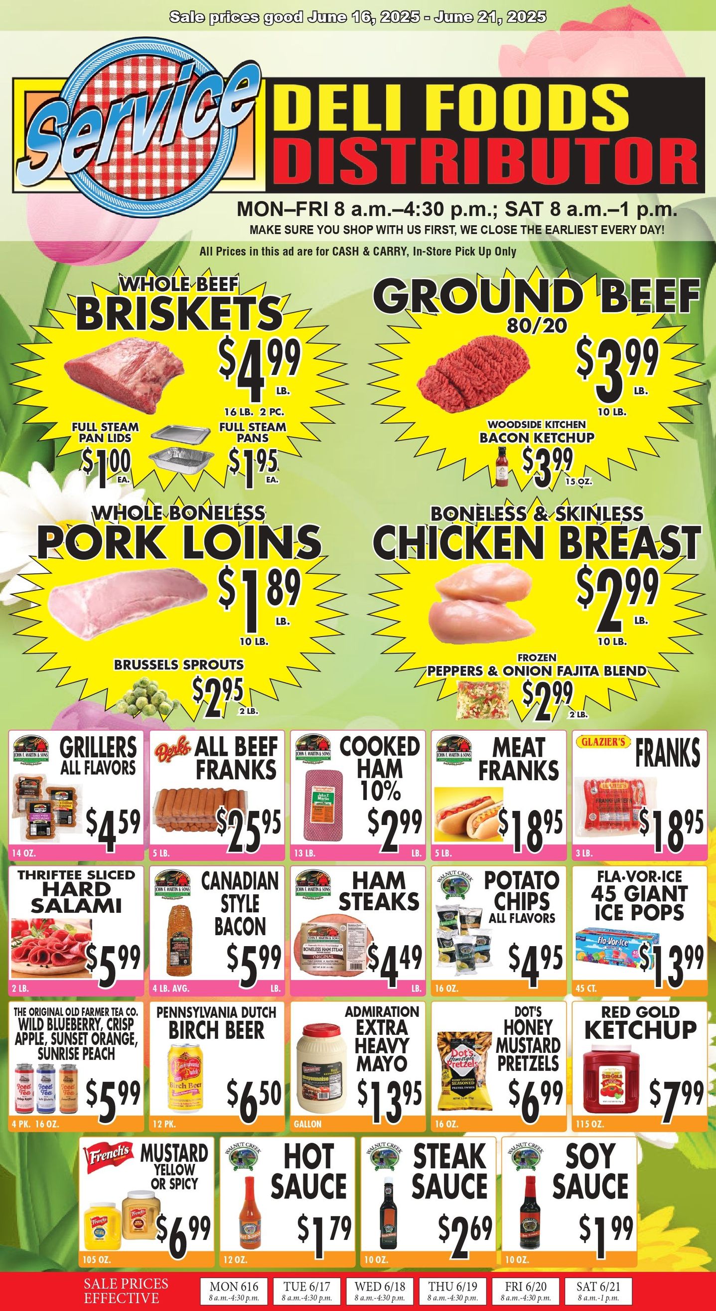 A flyer for a grocery store advertising pork ribs and clams. | Johnstown, New York | Service Deli Foods Distributor
