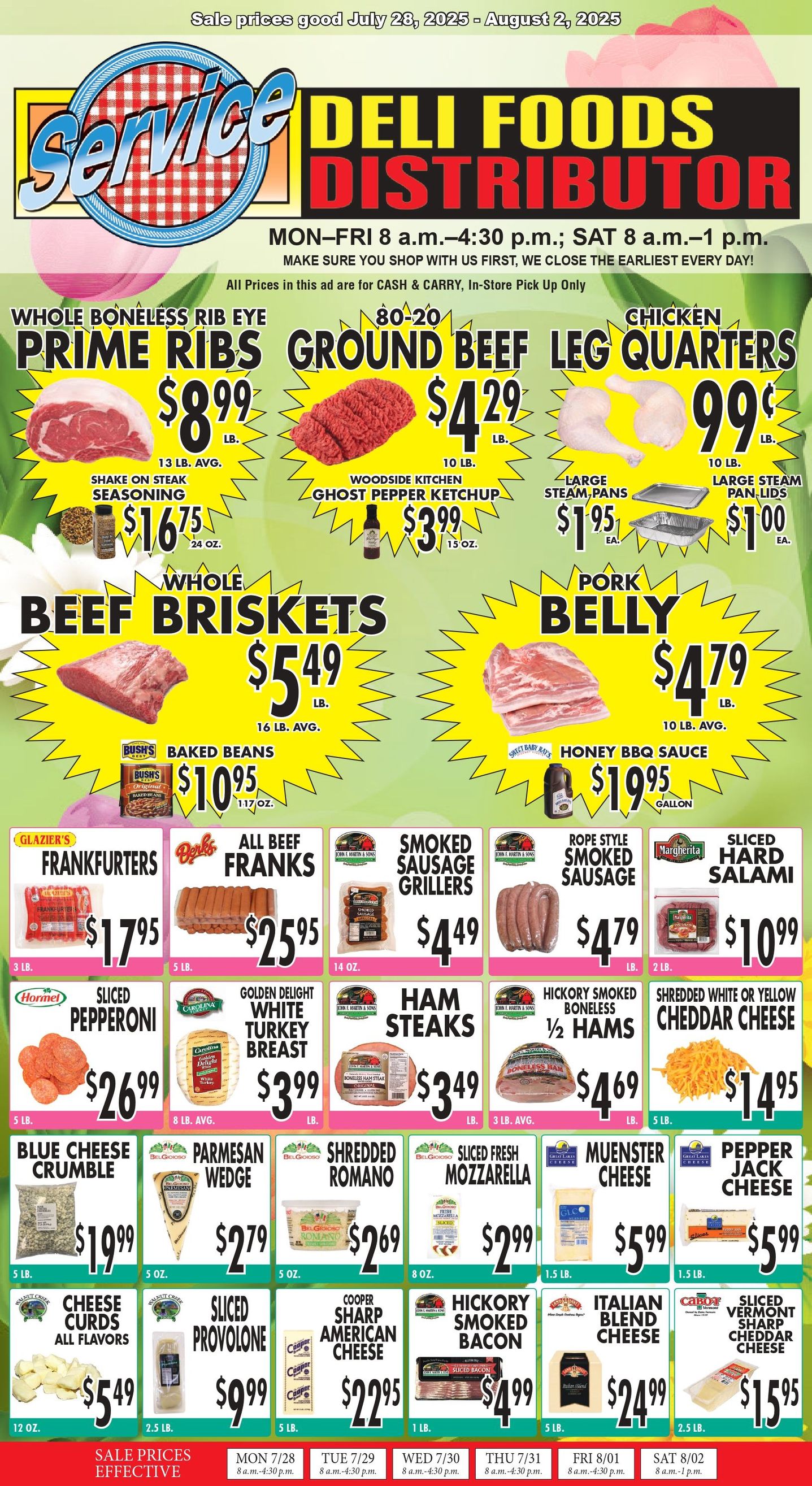 A flyer for a grocery store advertising pork ribs and clams. | Johnstown, New York | Service Deli Foods Distributor