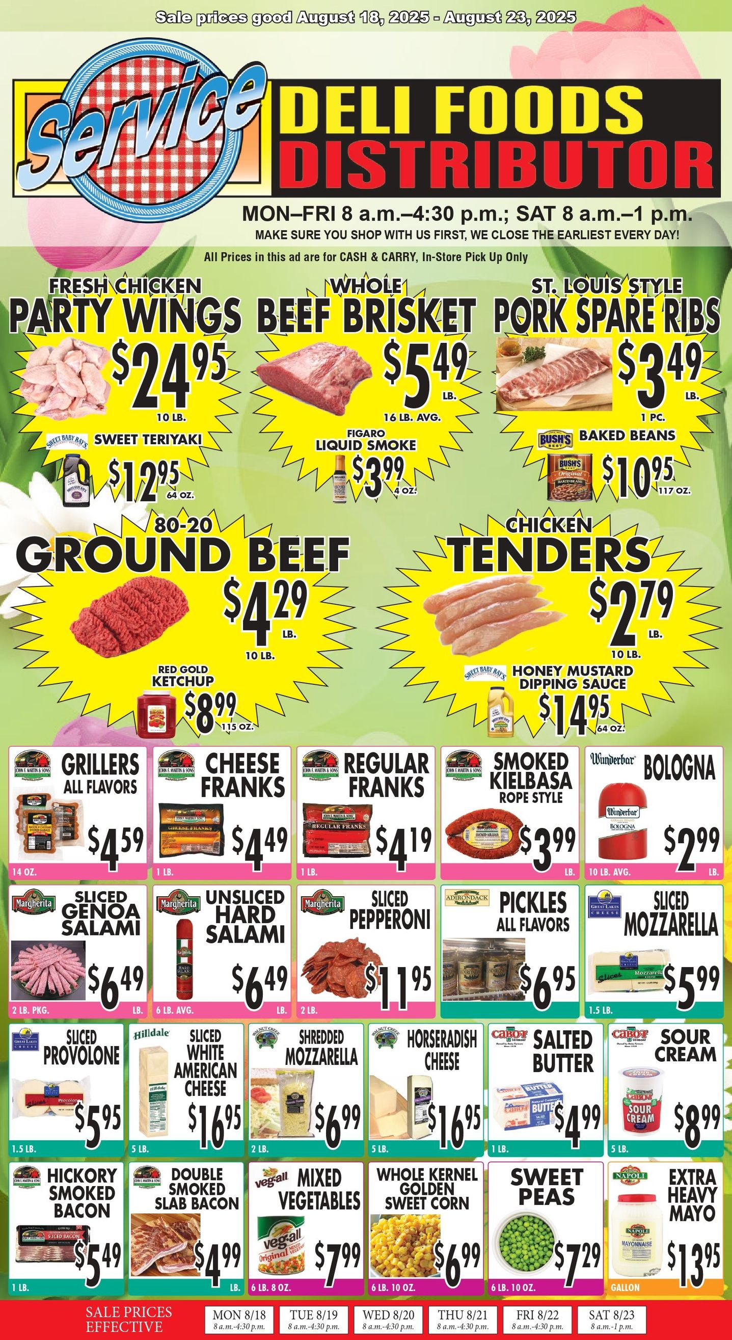 A flyer for a grocery store advertising pork ribs and clams. | Johnstown, New York | Service Deli Foods Distributor