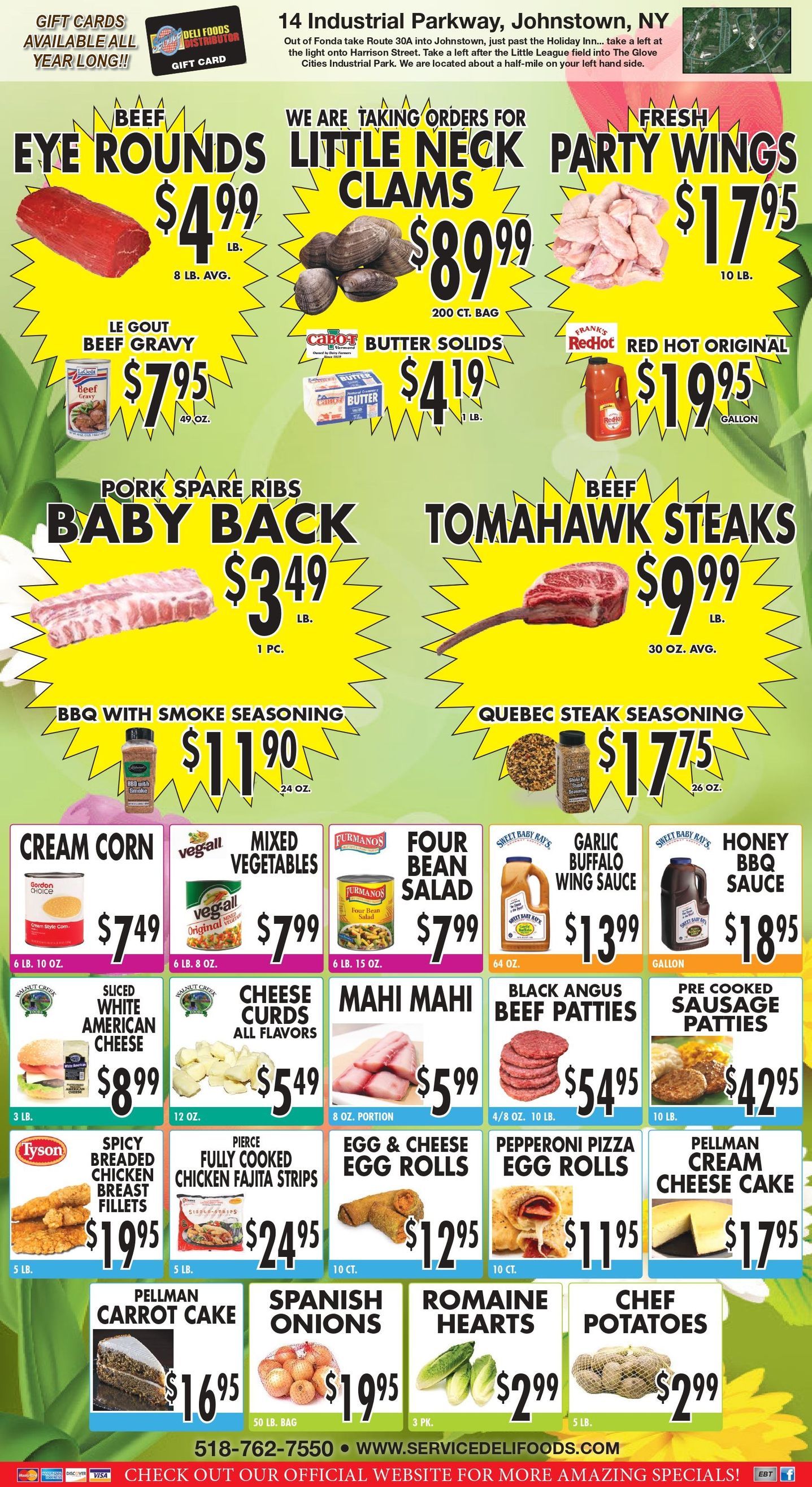 A flyer for a deli foods distributor shows a variety of foods for sale.| Johnstown, New York | Service Deli Foods Distributor A flyer for a deli foods distributor shows a variety of foods for sale.| Johnstown, New York | Service Deli Foods Distributor