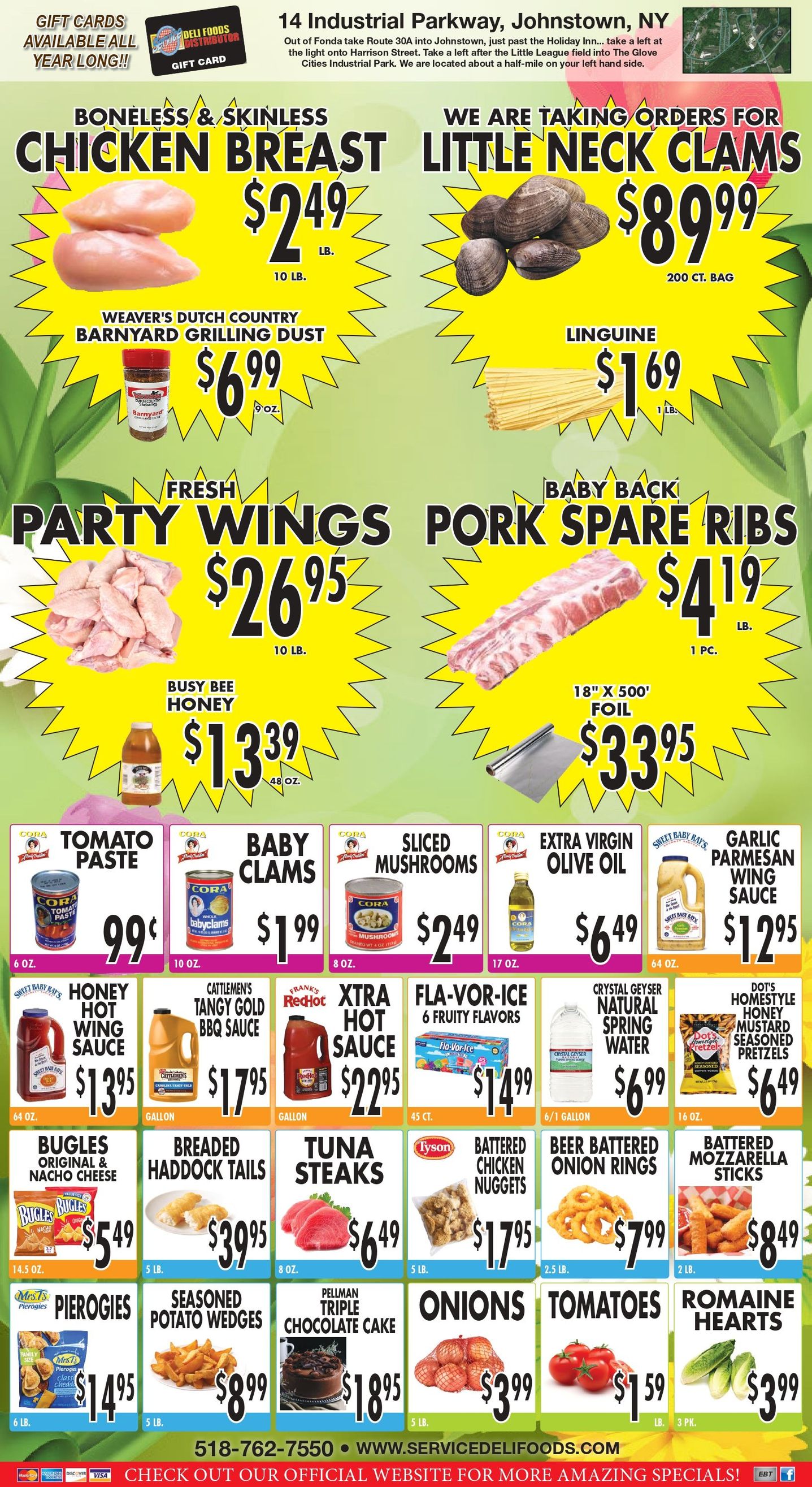 A flyer for a deli foods distributor shows a variety of foods for sale.| Johnstown, New York | Service Deli Foods Distributor A flyer for a deli foods distributor shows a variety of foods for sale.| Johnstown, New York | Service Deli Foods Distributor
