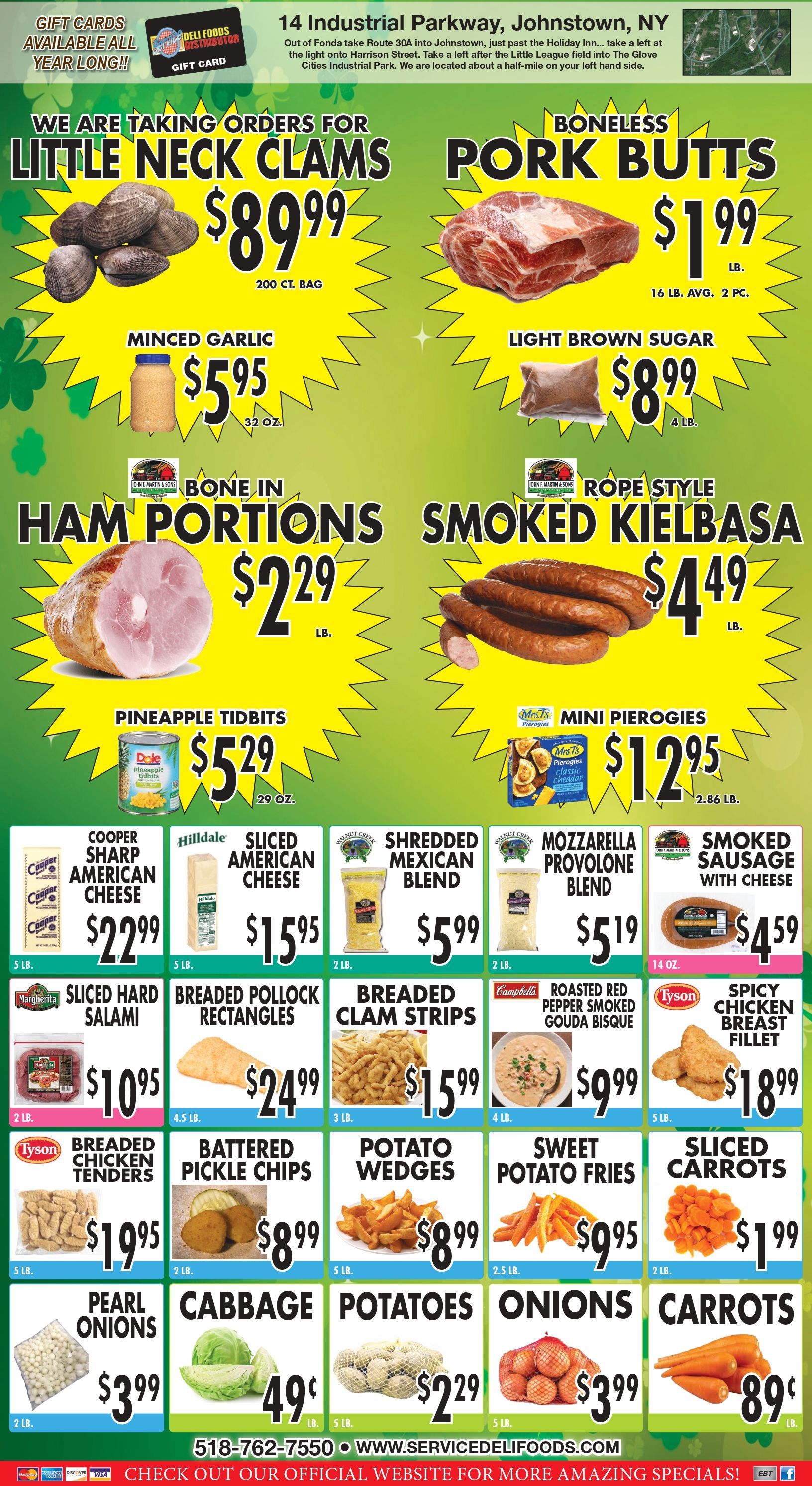Grocery store ad: clams, wings, pork butt & ribs, sauces, salsa, and prepared foods like chicken. Grocery store ad: clams, wings, pork butt & ribs, sauces, salsa, and prepared foods like chicken.