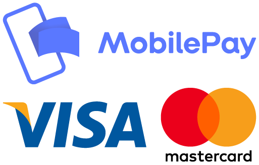 MobilePay, Visa og Mastercard betalinger accepteret