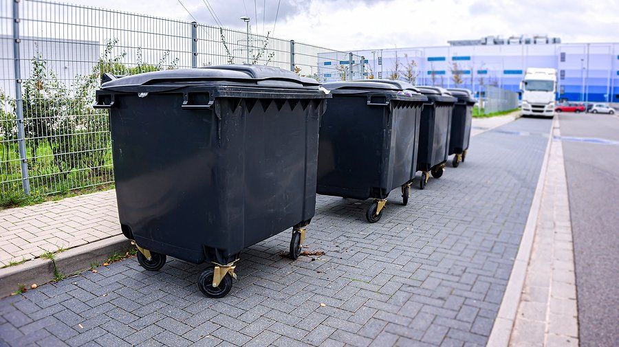 black dumpsters with wheels