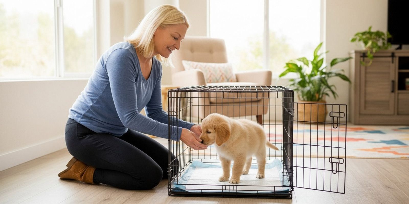 Maureen Keene Puppy Potty Training a Golden Lab with a Crate