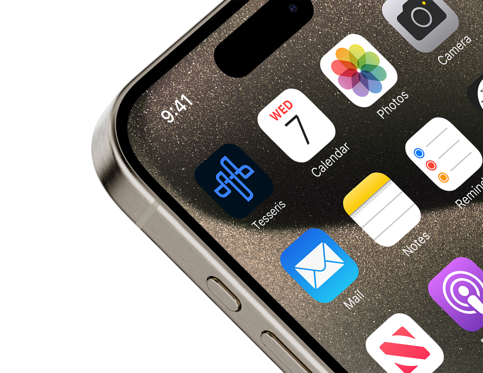 Close-up of a smartphone screen with app icons, including 