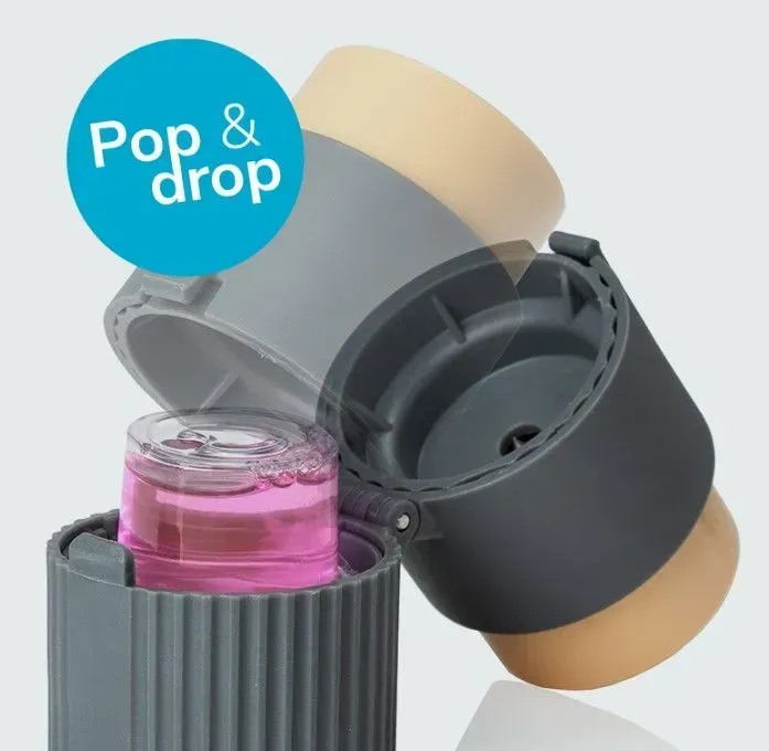 White water filtration device with a multicolored indicator, labeled 