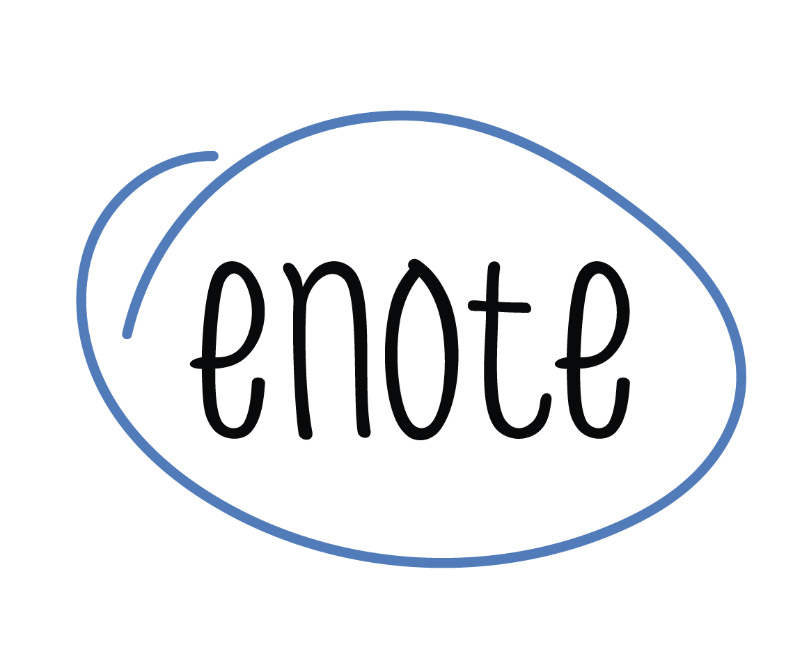 La parola enote è scritta in un cerchio blu su sfondo bianco.