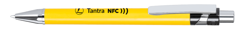 Una matita gialla con la parola tantra nfc scritta sopra.