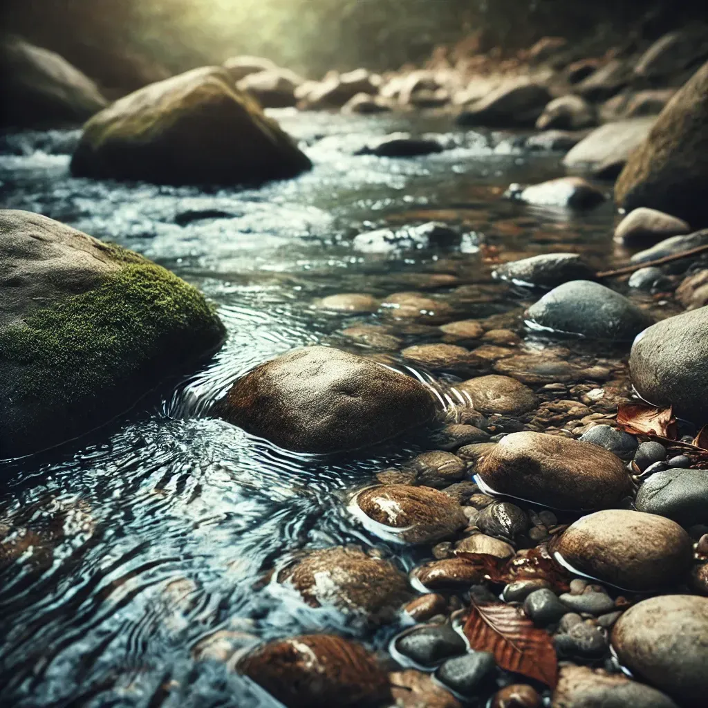 Water effortlessly flowing around obstacles in a river