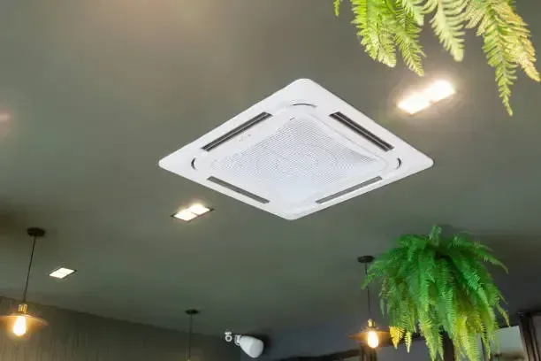 White Ceiling Cassette Air Conditioner — Alpine Refrigeration & Air Conditioning Pty Ltd in Wollongong, NSW