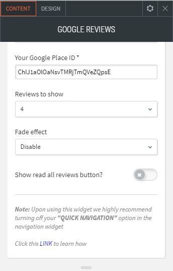 google reviews option for content adding google place id reviews to show and effect