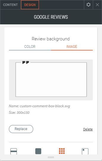 google reviews option for content setting up background for the reviews