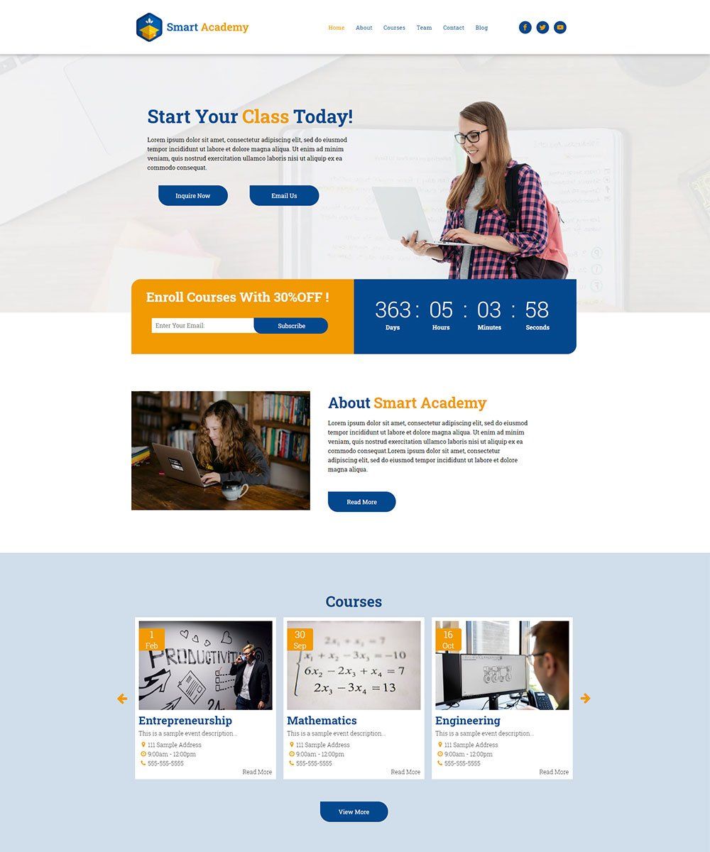 online course theme smart academy template