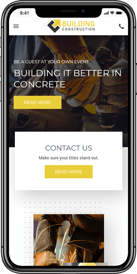 Lingows Media's Client Builder Construction Website displayed in a mobile phone