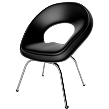 black plastic with steel chair