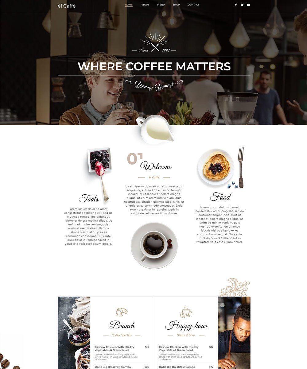 el caffe coffee shop theme template