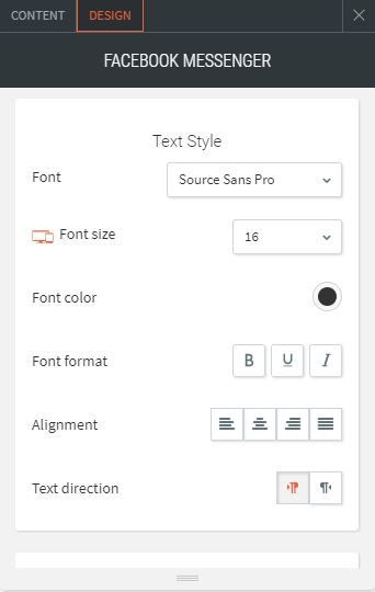 facebook messenger option text style and spacing