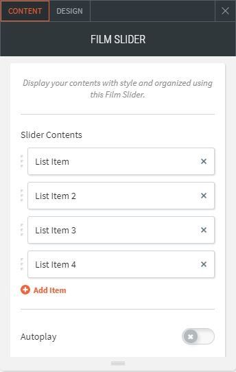 film slider option for adding items