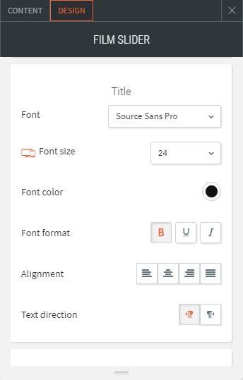 film slider option for design to change text color