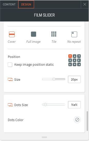 film slider option for design to change image position