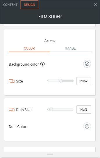 film slider option for design to change background color