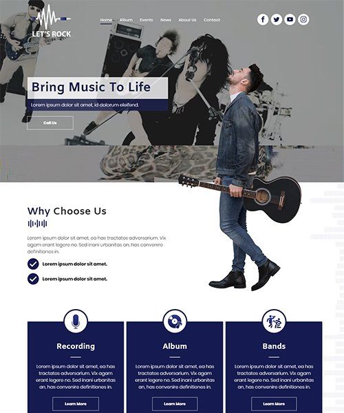 music theme let's rock template