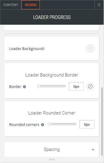 loader progress bar shows design option for background image, background border and spacing