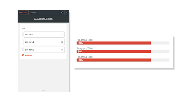 load progress bar widget shows options and output