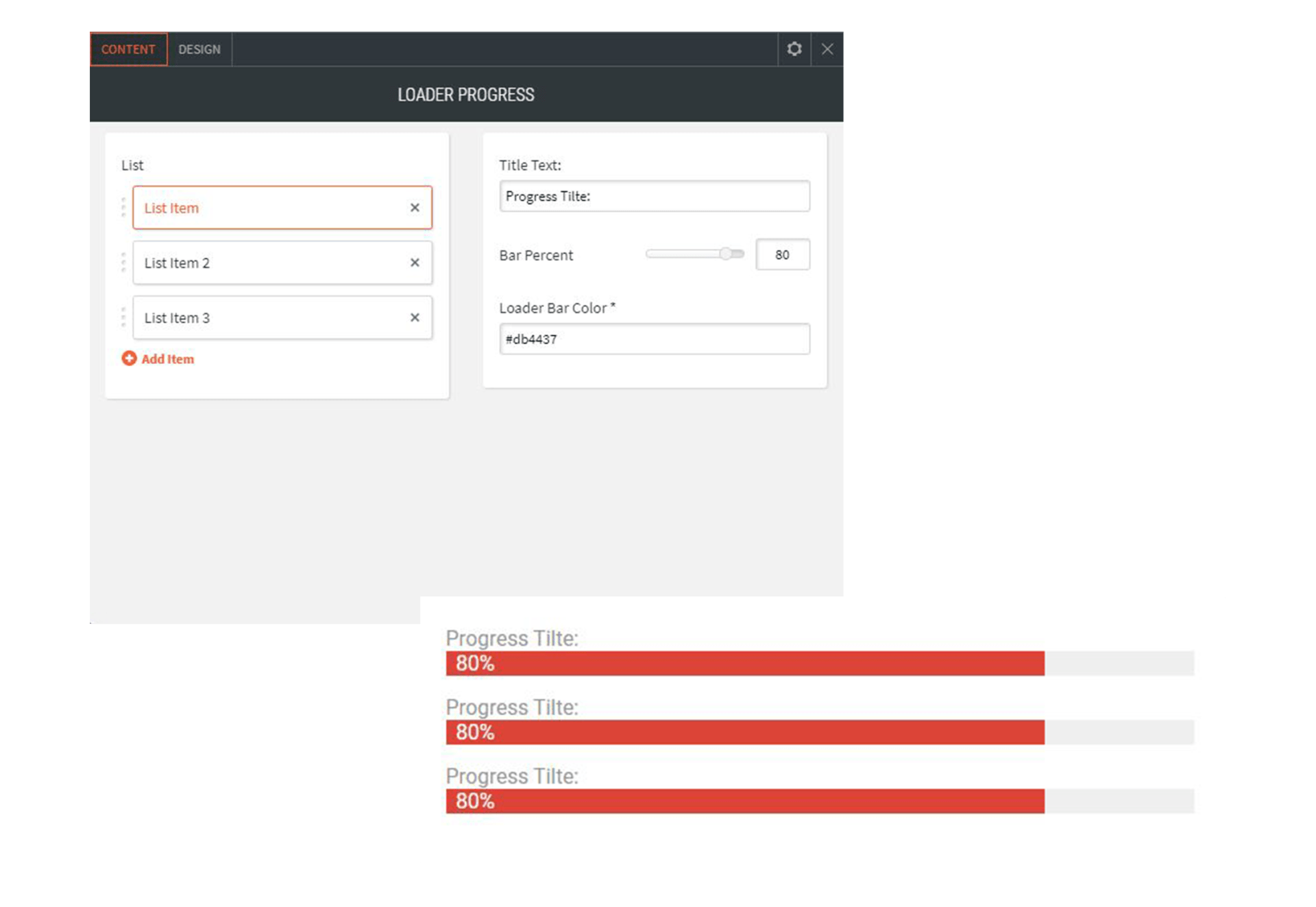 loader progress bar options content and design