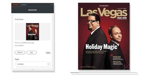 flip page widget shows option and output image