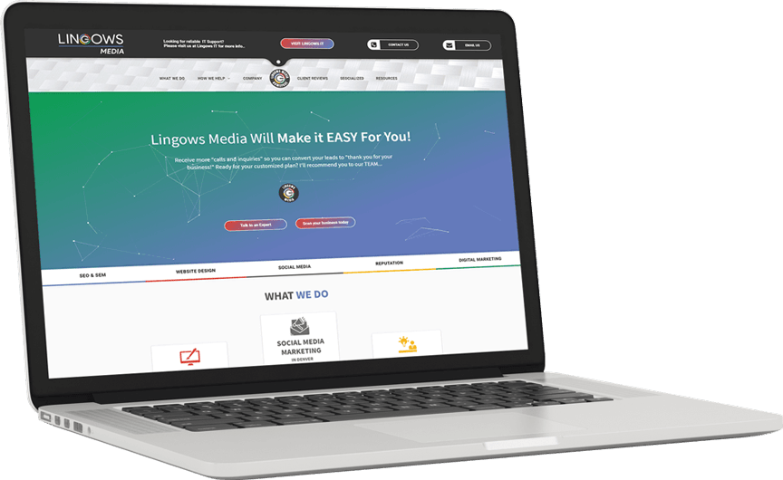 Laptop showing Lingows Media Website - the Best Digital marketing in Denver, CO