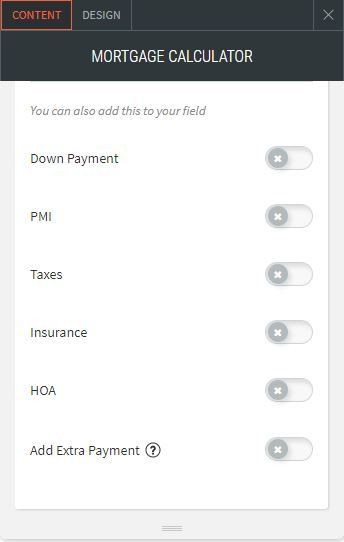 mortgage calculator option for content  adding more details