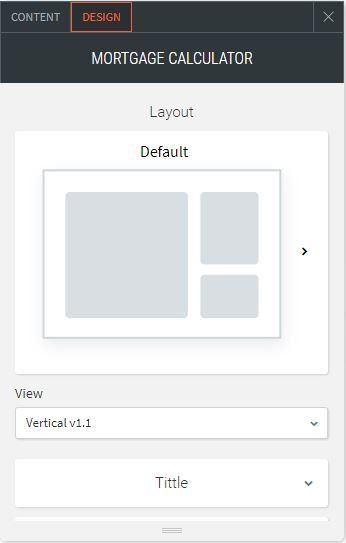 mortgage calculator option for design changing of layout