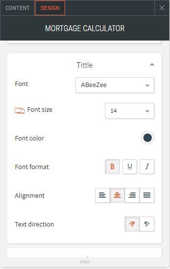 mortgage calculator option for design changing of title style