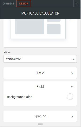 mortgage calculator option for design changing of background color of field