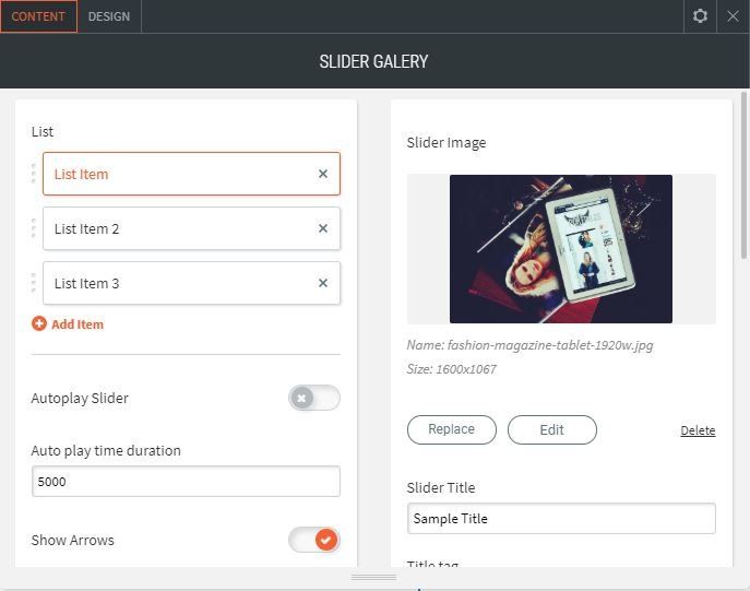 image slider options for contents replacing images