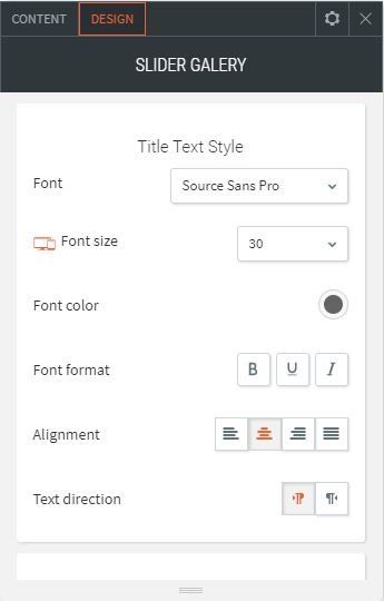 image slider options for design changing title text style