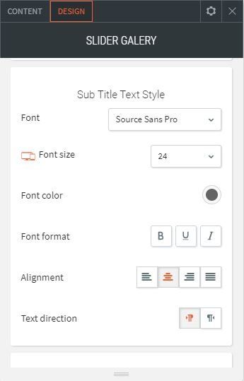 image slider options for design changing sub title text style