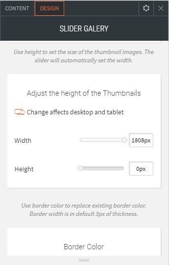image slider options for design adjust thumbnails height
