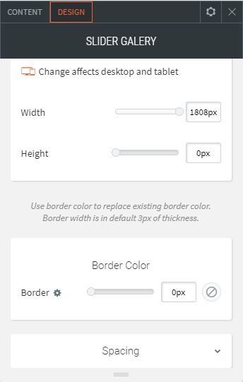 image slider options for design border color