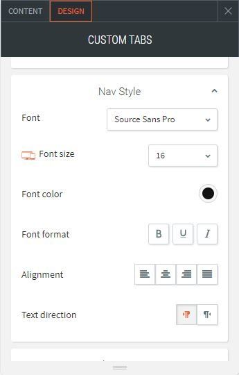 custom tabs options for design nav style