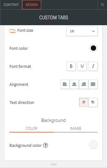 custom tabs options for design background