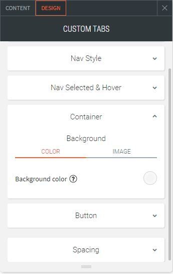 custom tabs options for design background