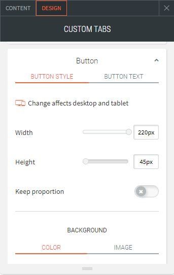 custom tabs options for design to change button style