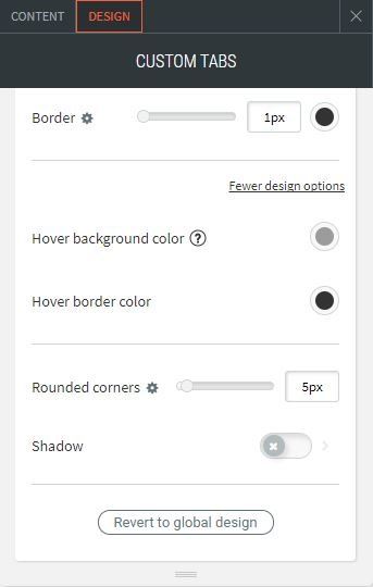 custom tabs options for design to change button hover  background
