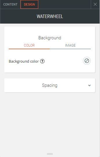water wheel slider option for design adding background