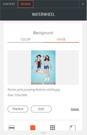 water wheel slider option for design replacing background