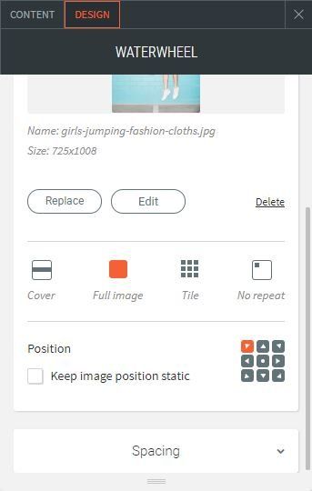 water wheel slider option for design changing background position